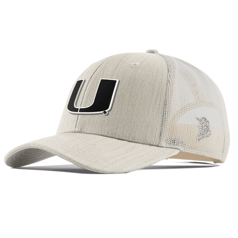 University of Miami "Vintage Miami Team Logo" Curved  Trucker Beige Heather