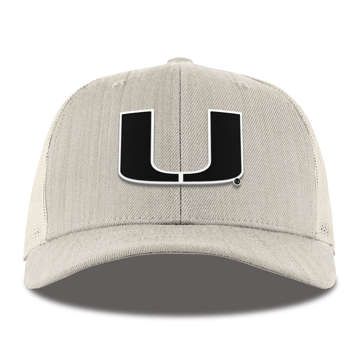 University of Miami "Vintage Miami Team Logo" Curved  Trucker Beige Heather