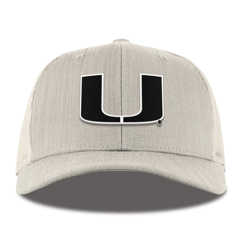 University of Miami "Vintage Miami Team Logo" Curved  Trucker Beige Heather