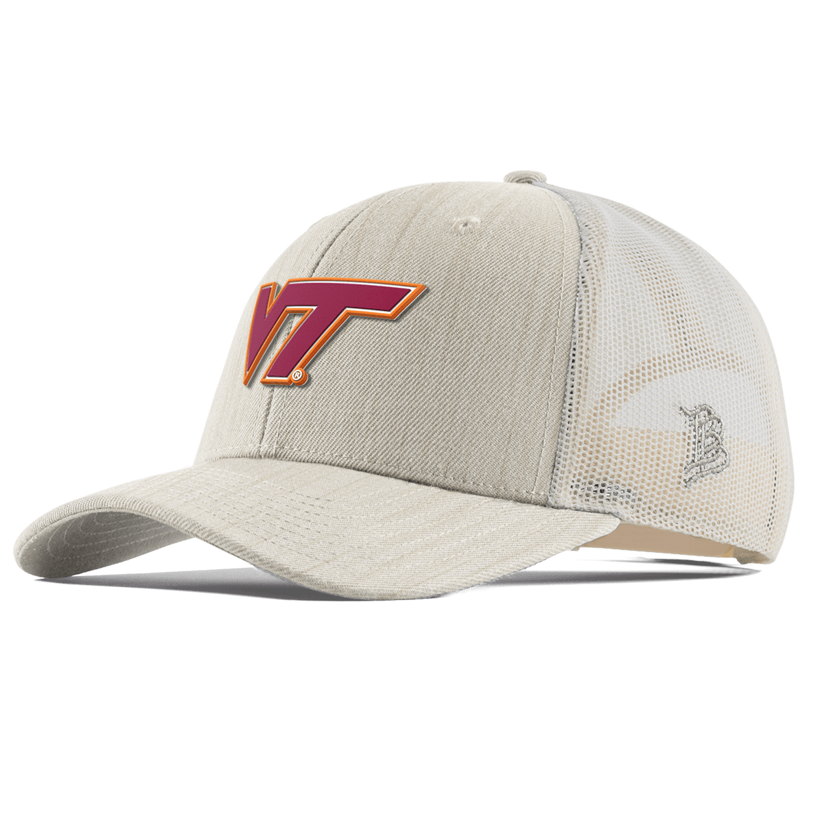 Virginia Tech University "Virginia Tech Team Logo" Curved Trucker Beige Heather