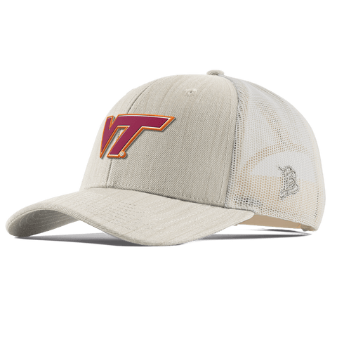 Virginia Tech University "Virginia Tech Team Logo" Curved Trucker Beige Heather