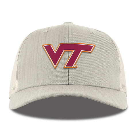 Virginia Tech University "Virginia Tech Team Logo" Curved Trucker Beige Heather