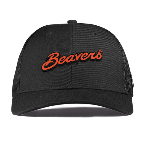 Oregon State University "Beavers Script" Curved Trucker Black