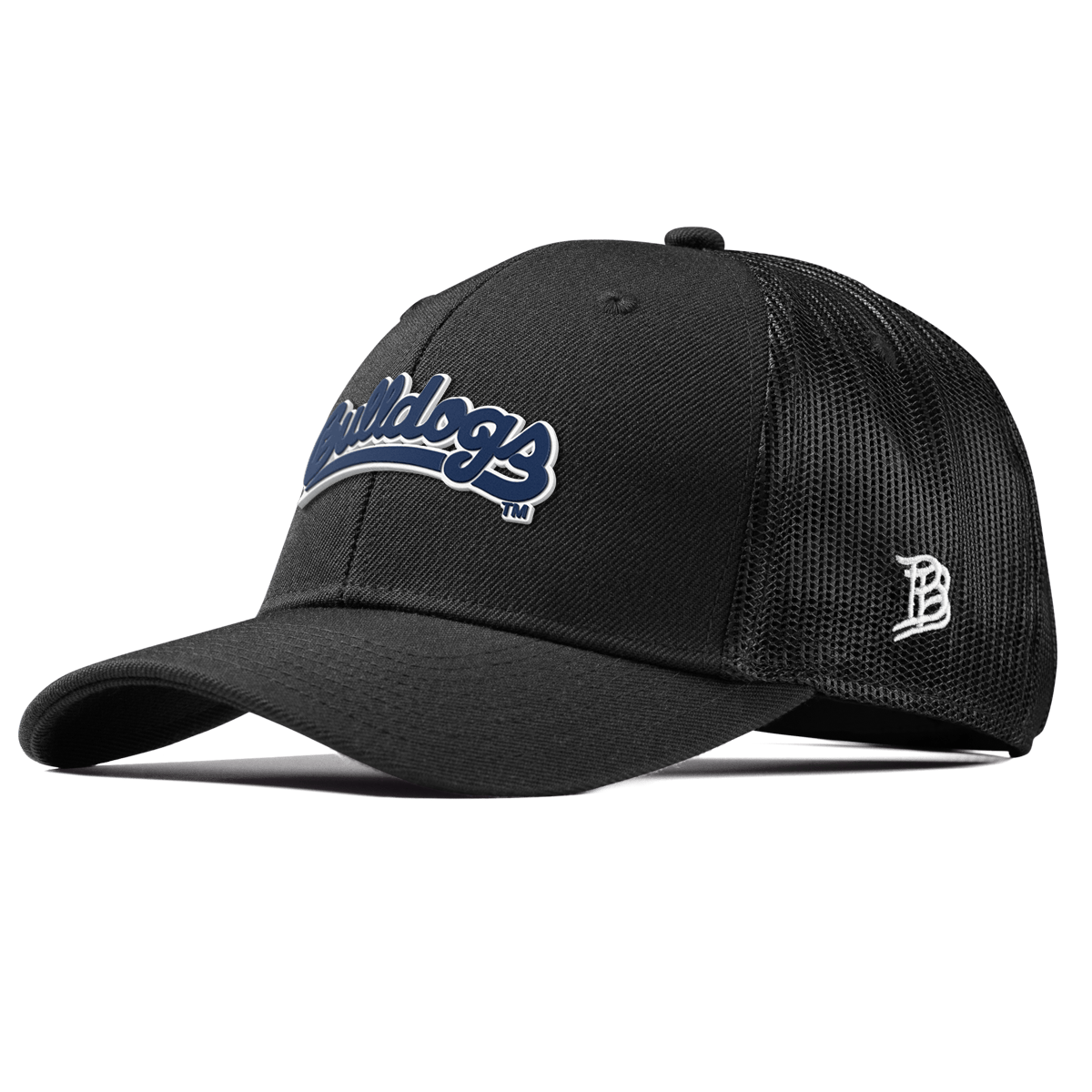 Fresno State University "Bulldogs Script Navy" Curved Trucker Black