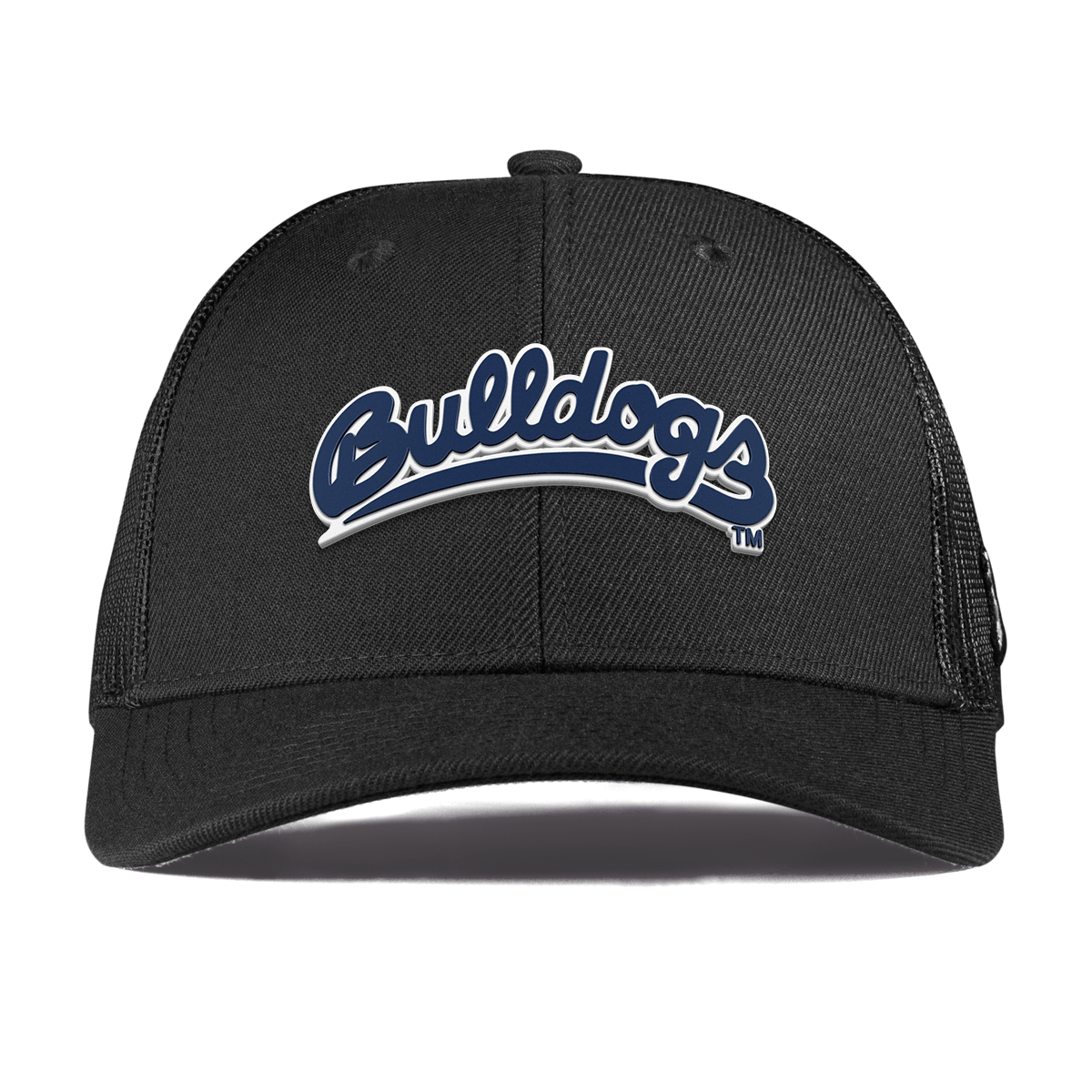 Fresno State University "Bulldogs Script Navy" Curved Trucker Black