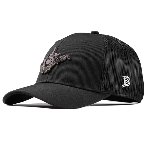 West Virginia Camo Curved Trucker Black