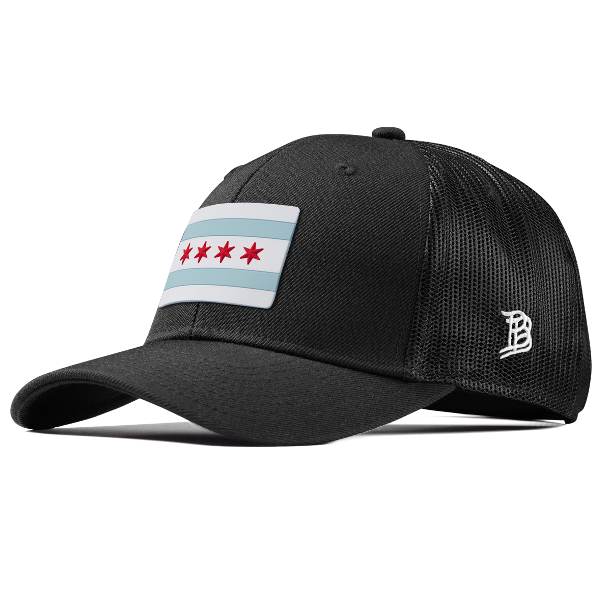 Chicago Flag Curved Trucker Black