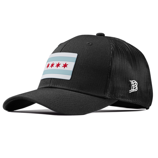 Chicago Flag Curved Trucker Black