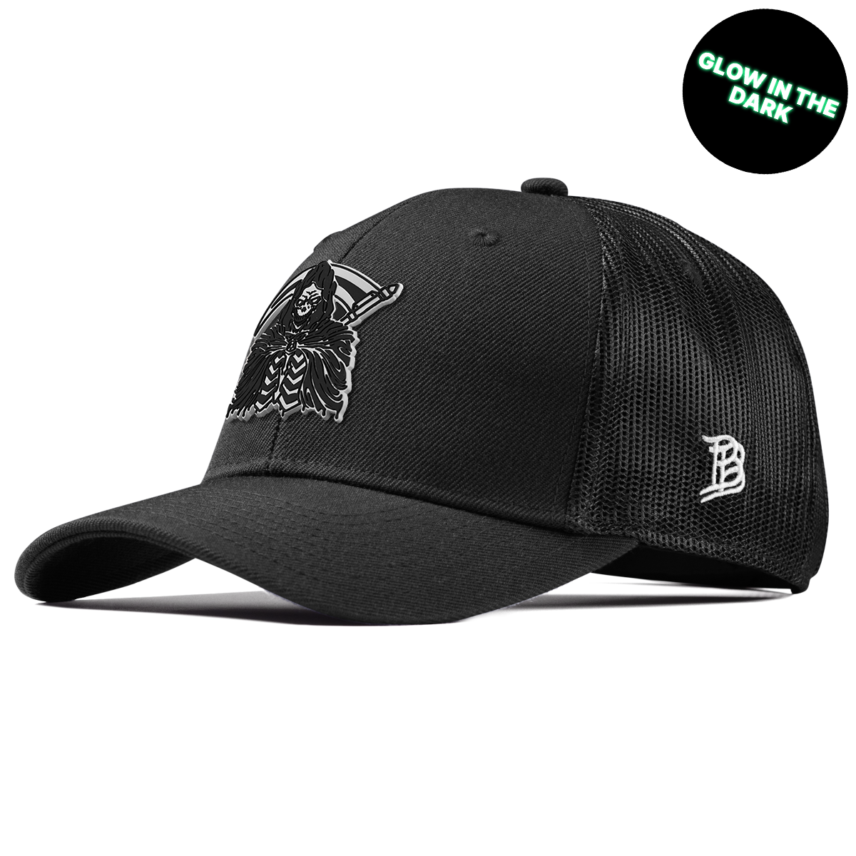 Grim Reaper Glow Curved Trucker Black