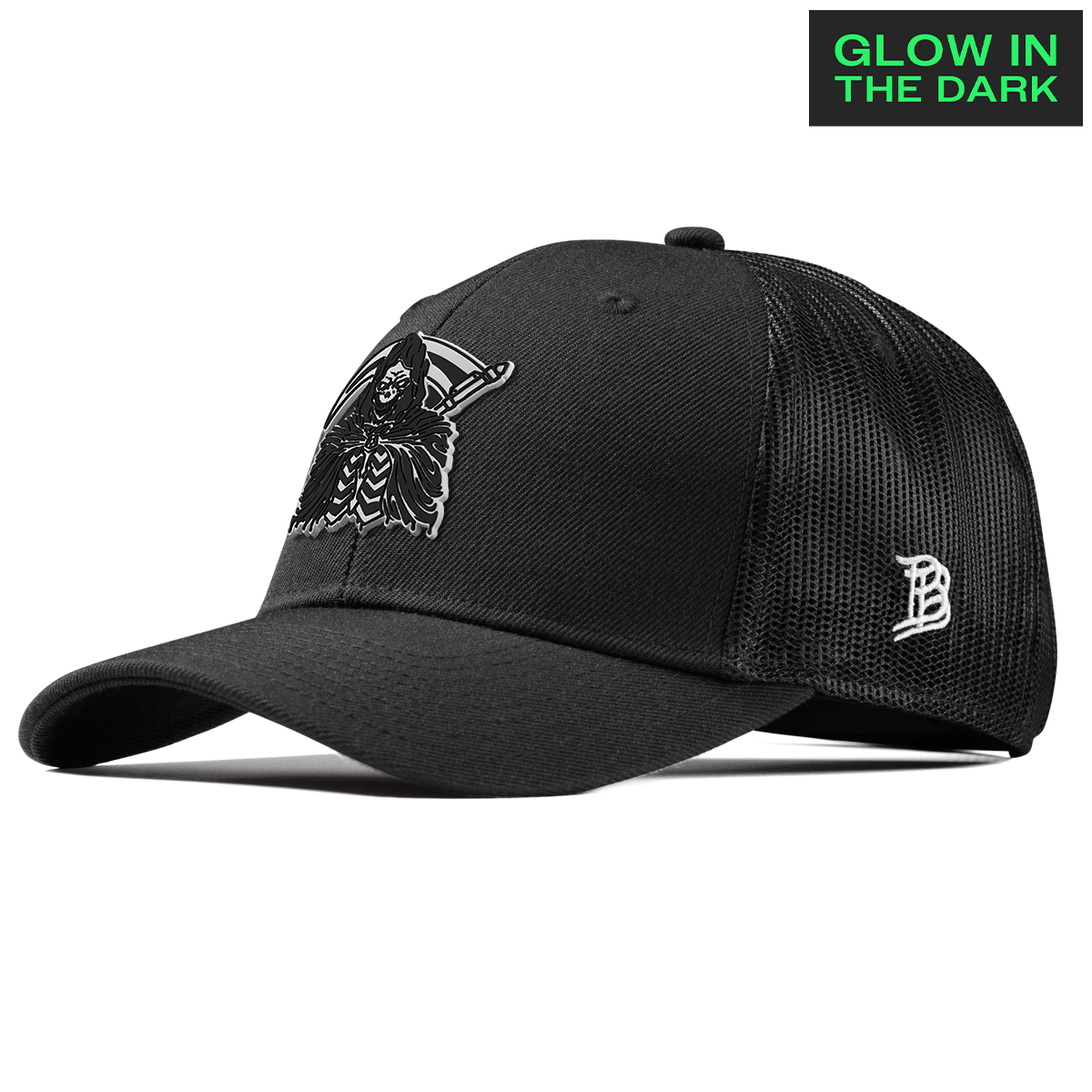 Grim Reaper Glow Curved Trucker Black