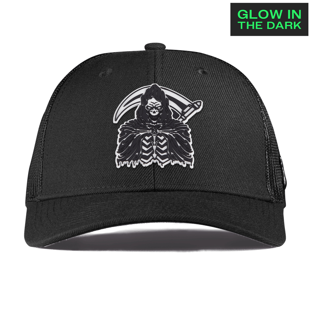 Grim Reaper Glow Curved Trucker Black