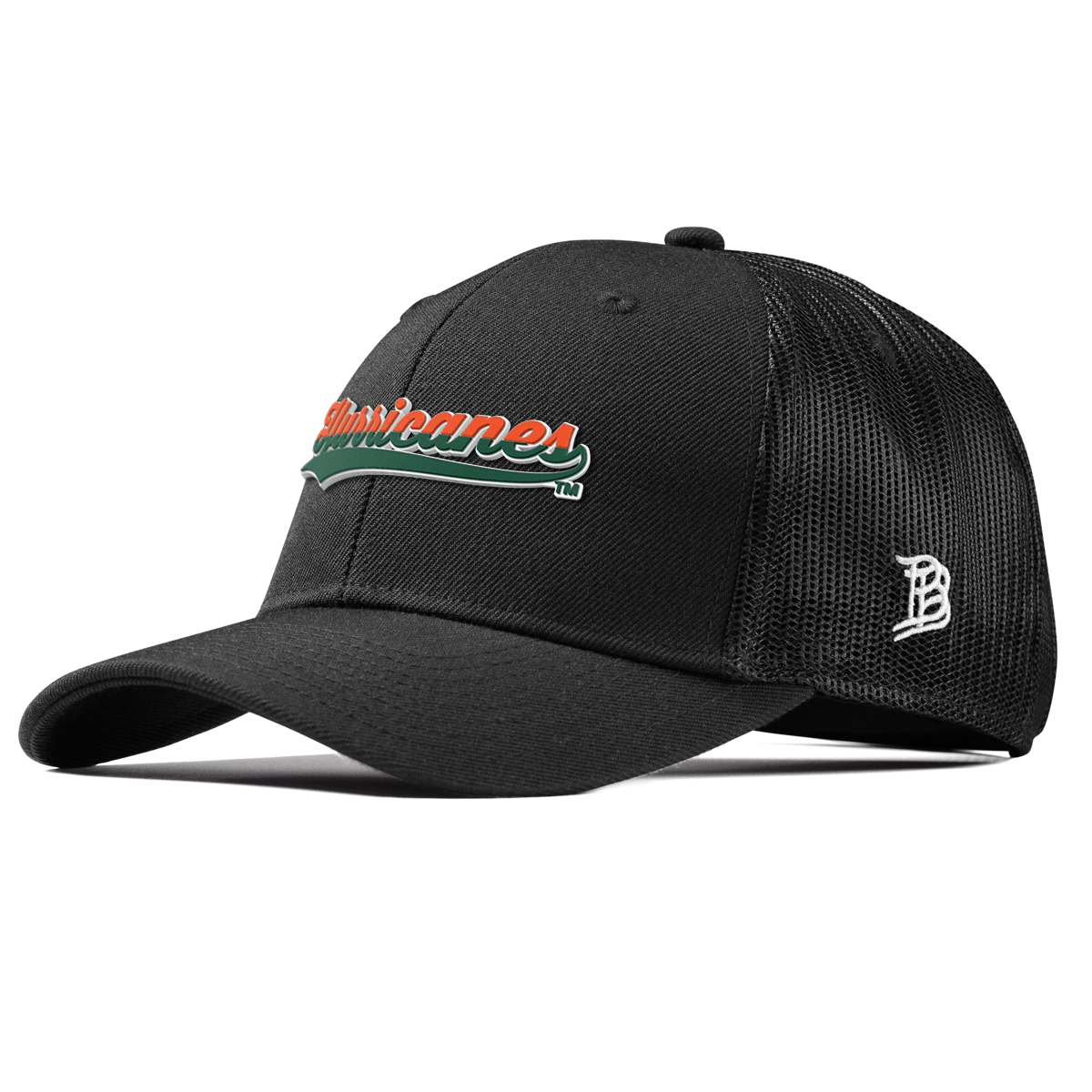 University of Miami "Hurricanes Script" Curved  Trucker Black