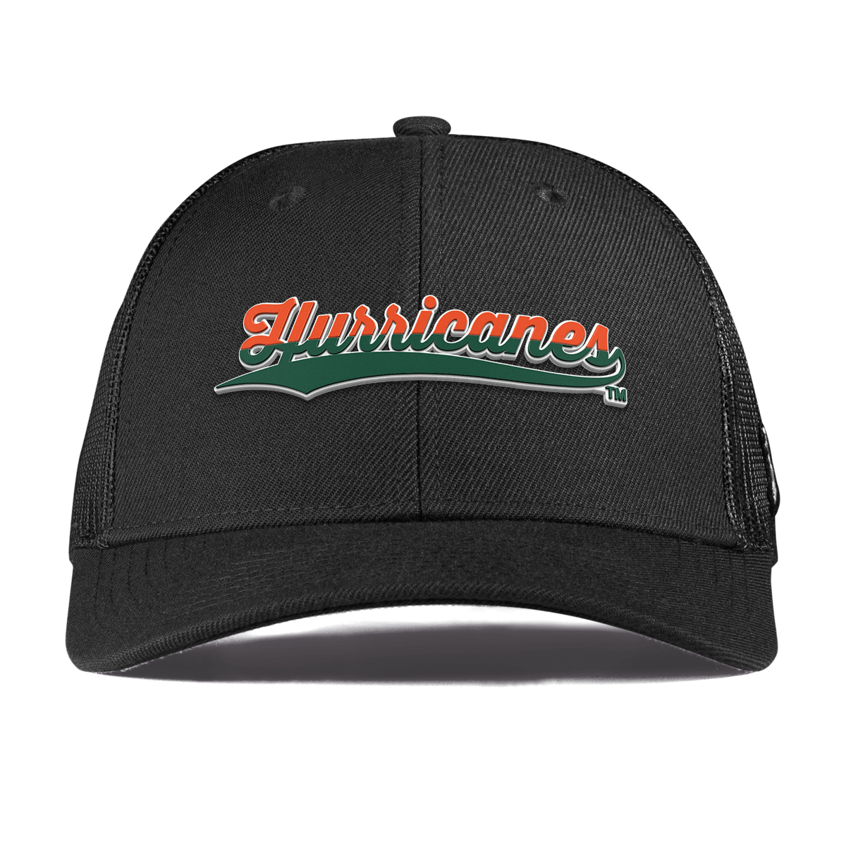 University of Miami "Hurricanes Script" Curved  Trucker Black