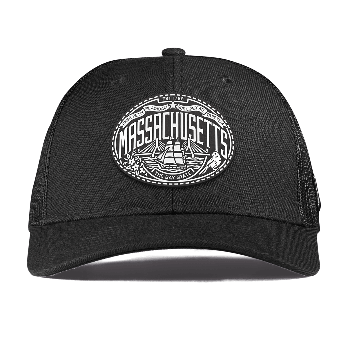 Massachusetts Traveler Curved Trucker Black