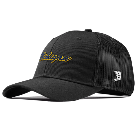 University of Michigan "Michigan Script" Curved Trucker Black