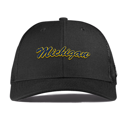 University of Michigan "Michigan Script" Curved Trucker Black
