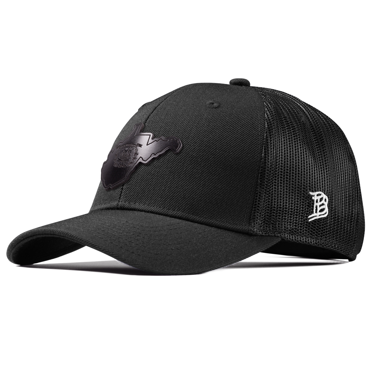 West Virginia 35 Midnight Curved Trucker Black