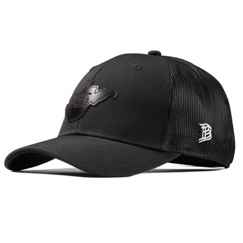 West Virginia 35 Midnight Curved Trucker Black