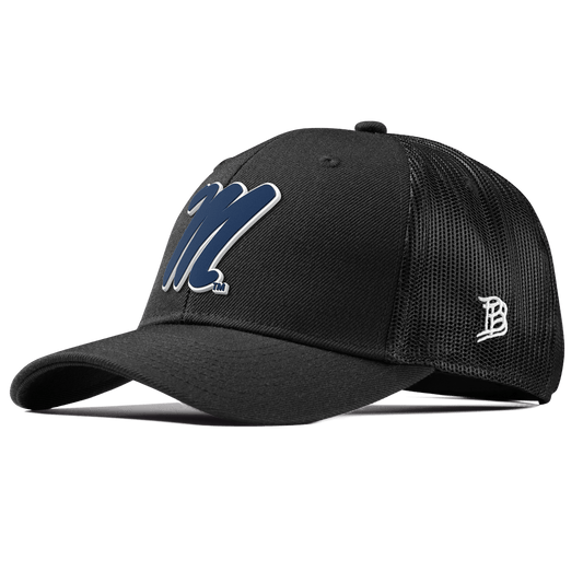 University of Mississippi "Ole Miss Block M Navy" Curved Trucker Black