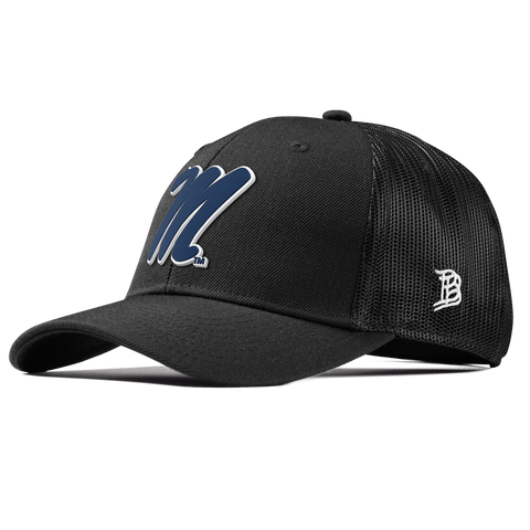 University of Mississippi "Ole Miss Block M Navy" Curved Trucker Black
