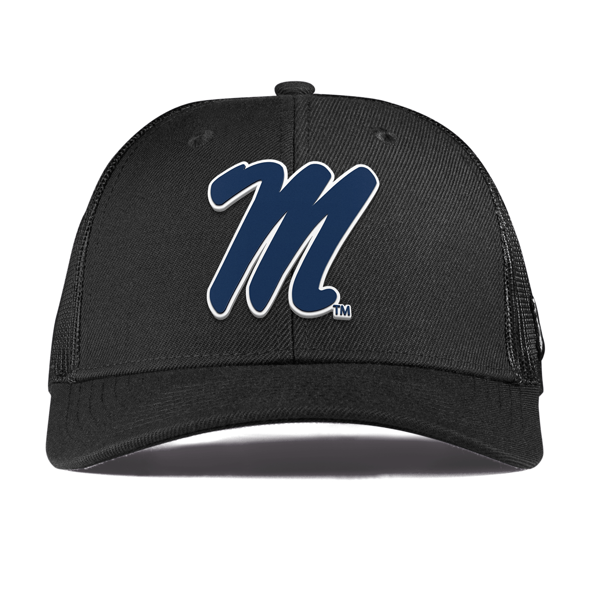 University of Mississippi "Ole Miss Block M Navy" Curved Trucker Black
