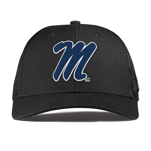 University of Mississippi "Ole Miss Block M Navy" Curved Trucker Black