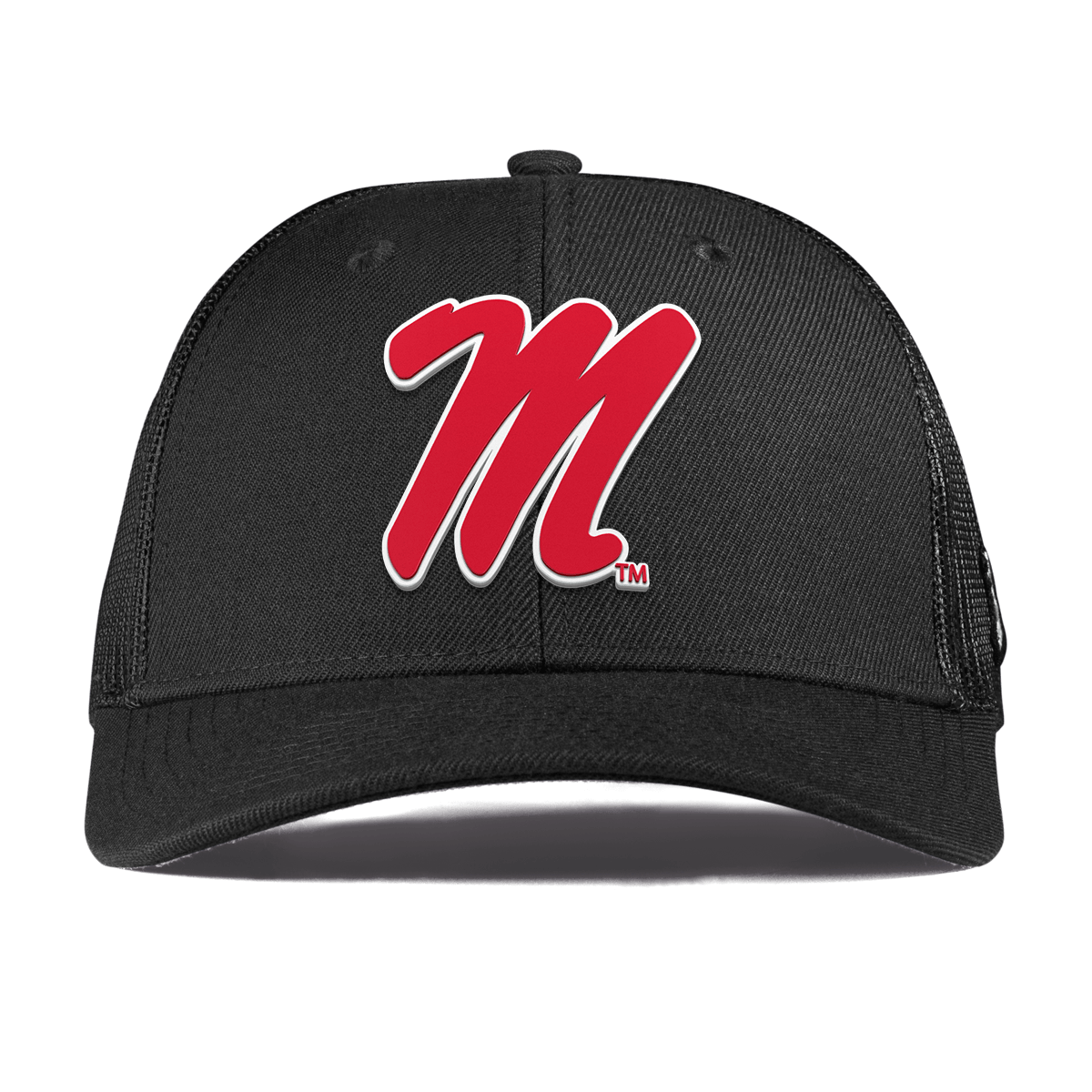 University of Mississippi "Ole Miss Block M Red" Curved Trucker Black