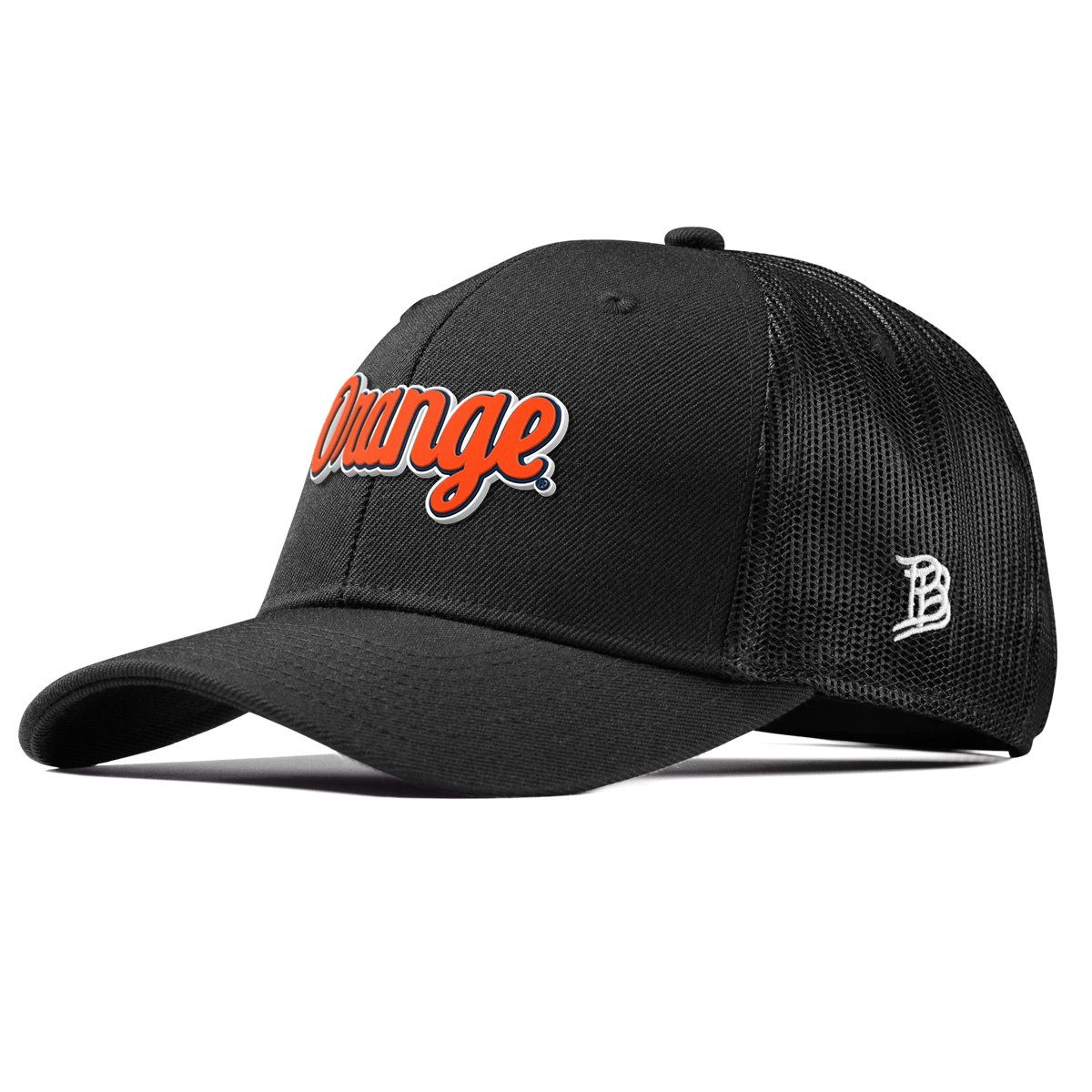 Syracuse University "Orange Throwback Script" Curved Trucker Black
