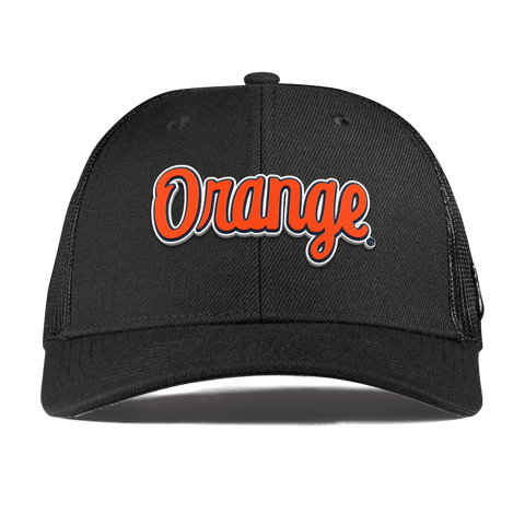 Syracuse University "Orange Throwback Script" Curved Trucker Black