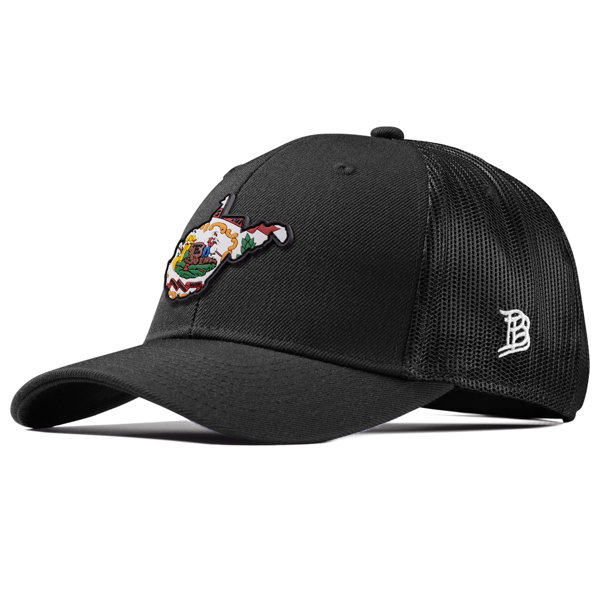 West Virginia 35 PVC Curved Trucker Black