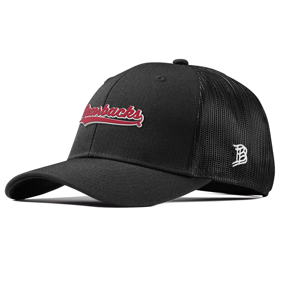 University of Arkansas "Razorback Script" Curved Trucker Black