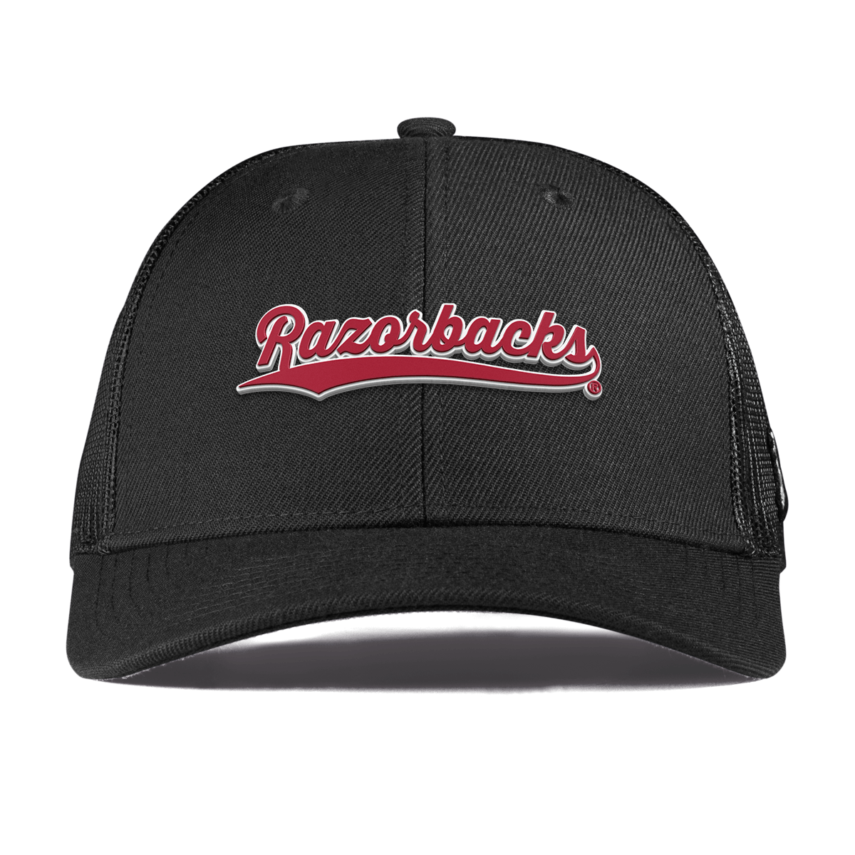 University of Arkansas "Razorback Script" Curved Trucker Black