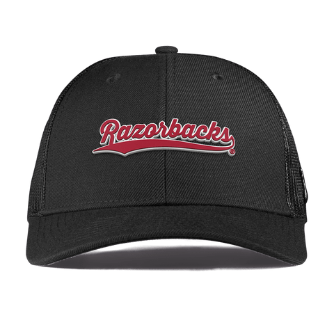 University of Arkansas "Razorback Script" Curved Trucker Black