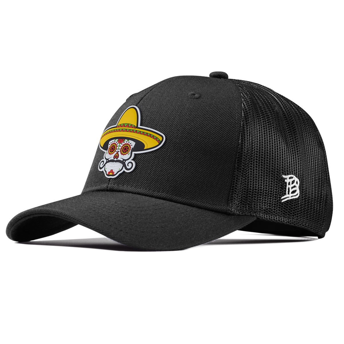 Sombrero Skull PVC Curved Trucker Black