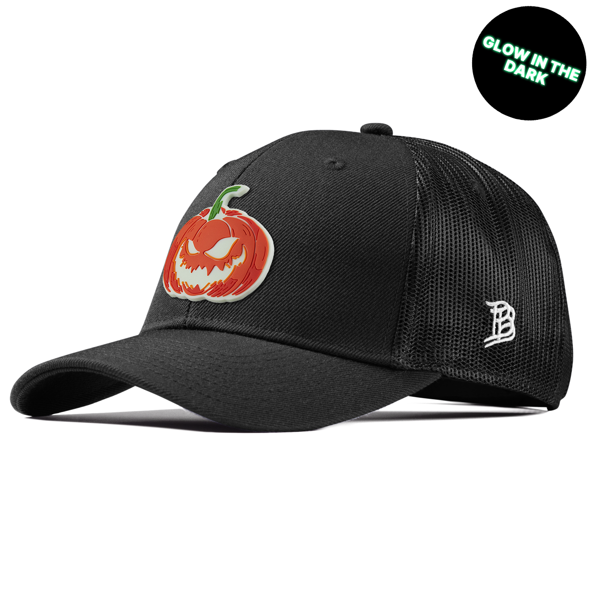 Jack-O-Lantern Glow Curved Trucker Black