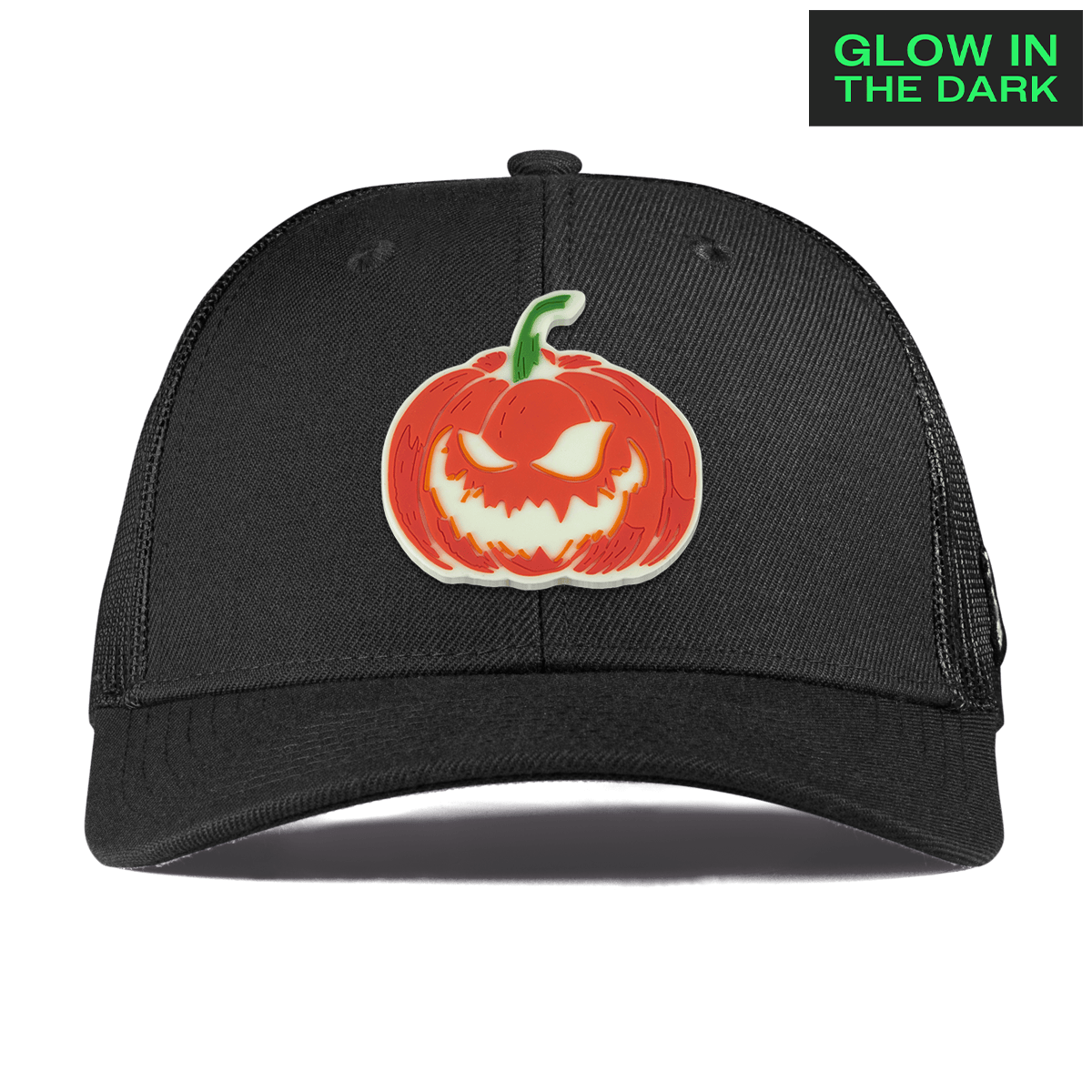 Jack-O-Lantern Glow Curved Trucker Black