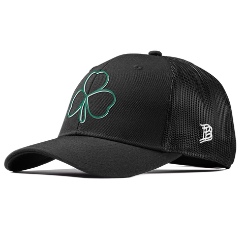 Stacked Shamrock Curved Trucker Black