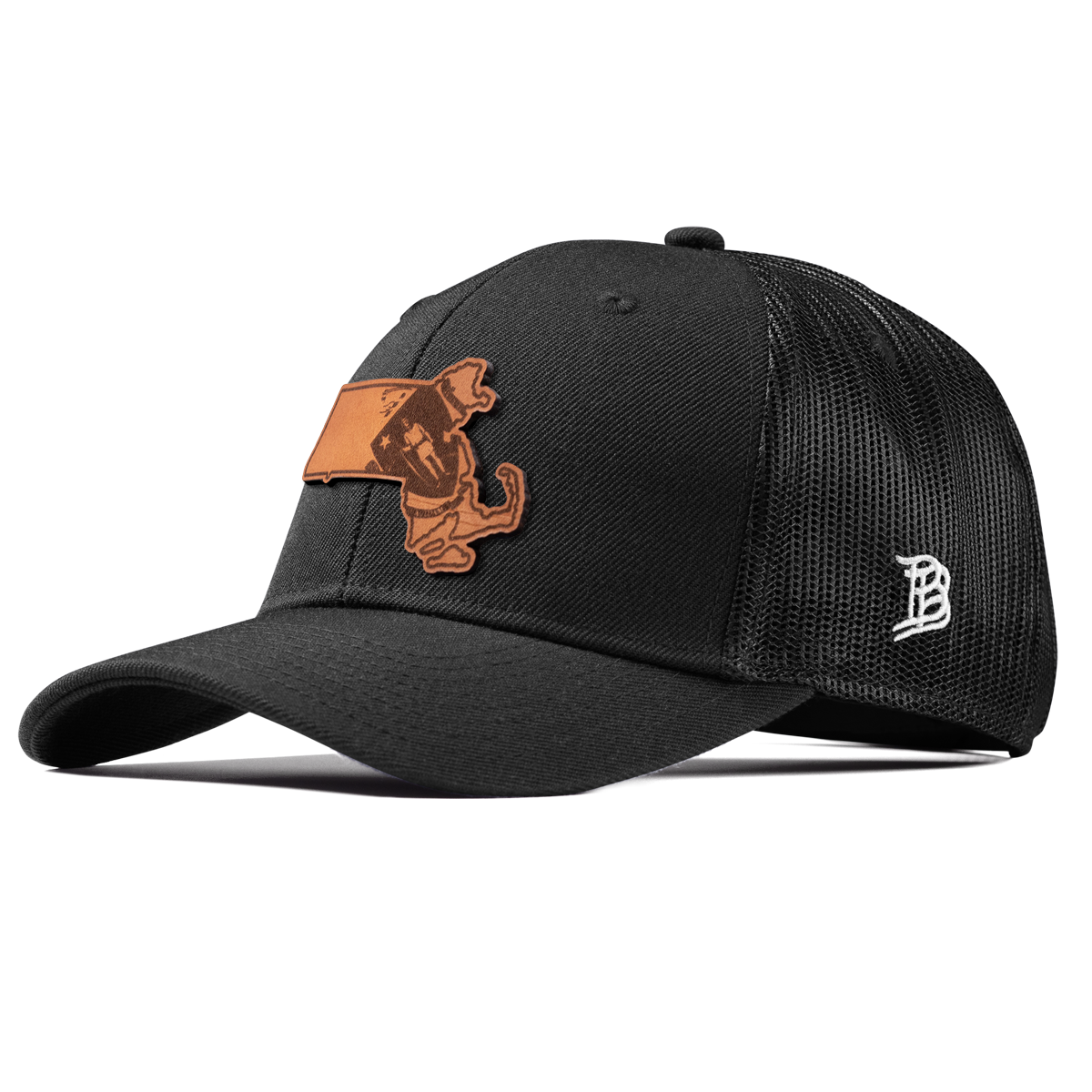 Massachusetts 6 Curved Trucker Black