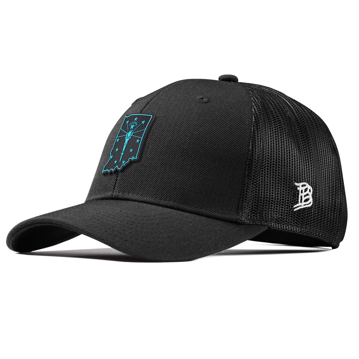 Indiana Turquoise Curved Trucker Black