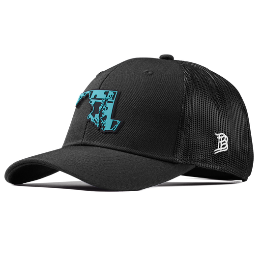 Maryland Turquoise Curved Trucker Black