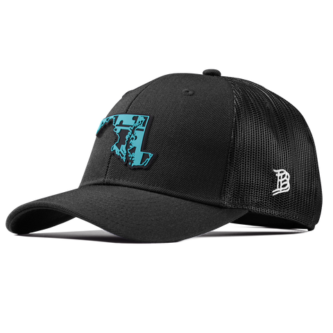 Maryland Turquoise Curved Trucker Black