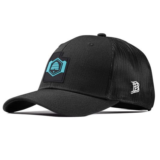 Utah Turquoise Curved Trucker Black 