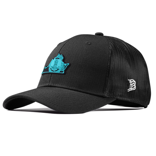 Virginia Turquoise Curved Trucker Black