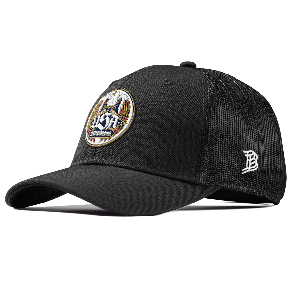 USA Skateboarding Eagle Curved Trucker Black