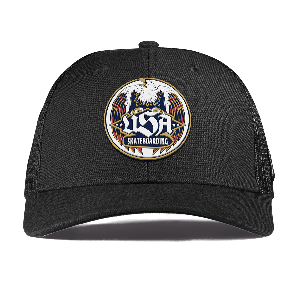 USA Skateboarding Eagle Curved Trucker Black