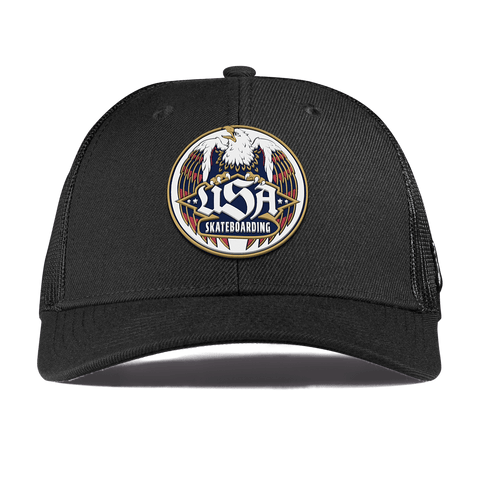 USA Skateboarding Eagle Curved Trucker Black