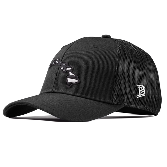 Hawaii Vintage Curved Trucker  Black