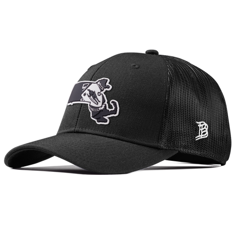 Massachusetts Vintage Curved Trucker  Black