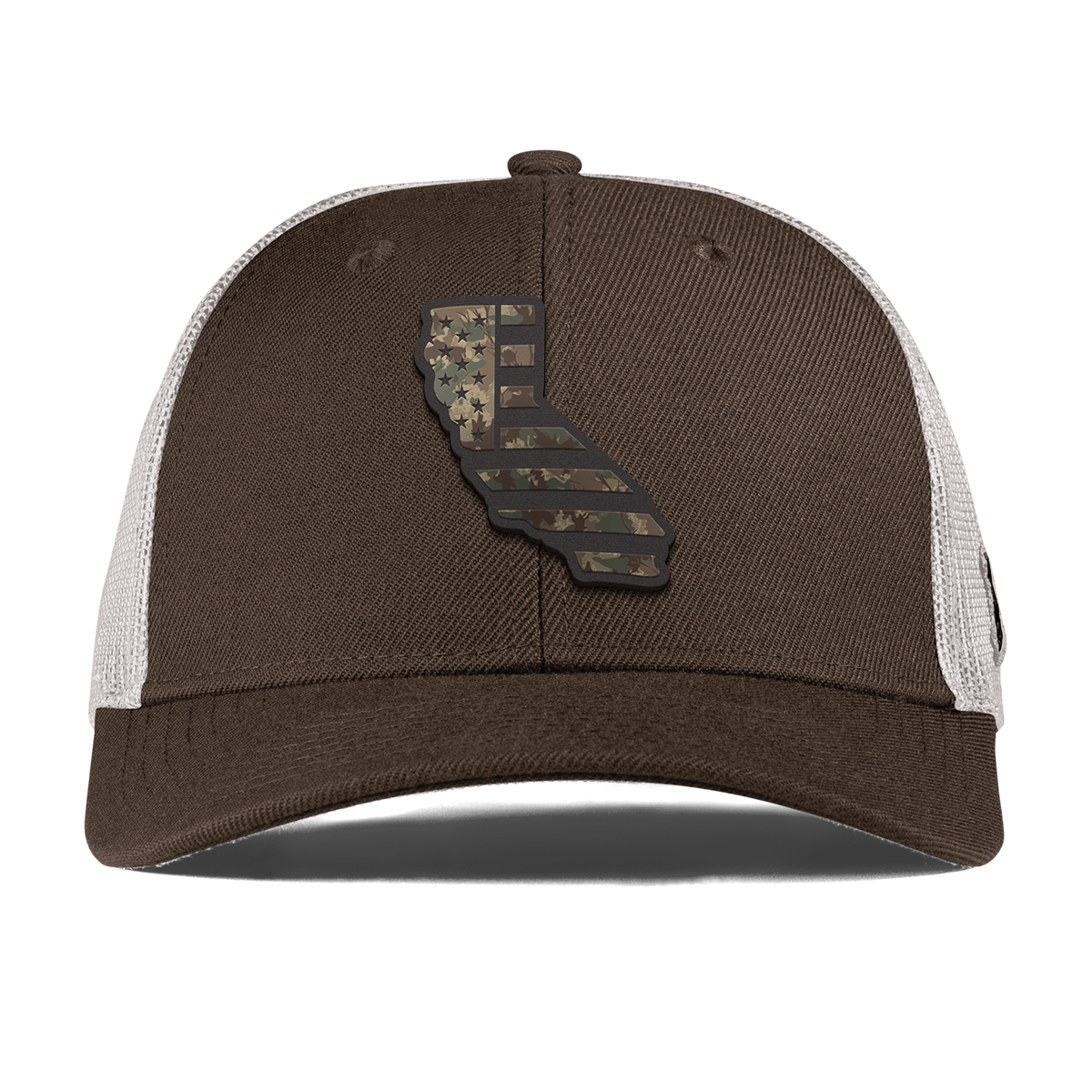 California Timber Camo Patriot Curved Trucker Brown