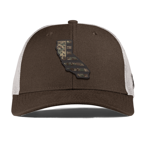 California Timber Camo Patriot Curved Trucker Brown